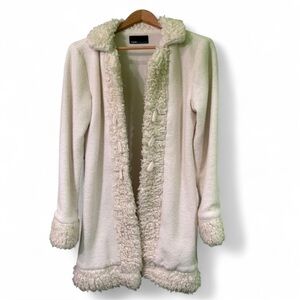 Vintage 90s dressy faux fur snow bunny white penny lane afghan style swing coat